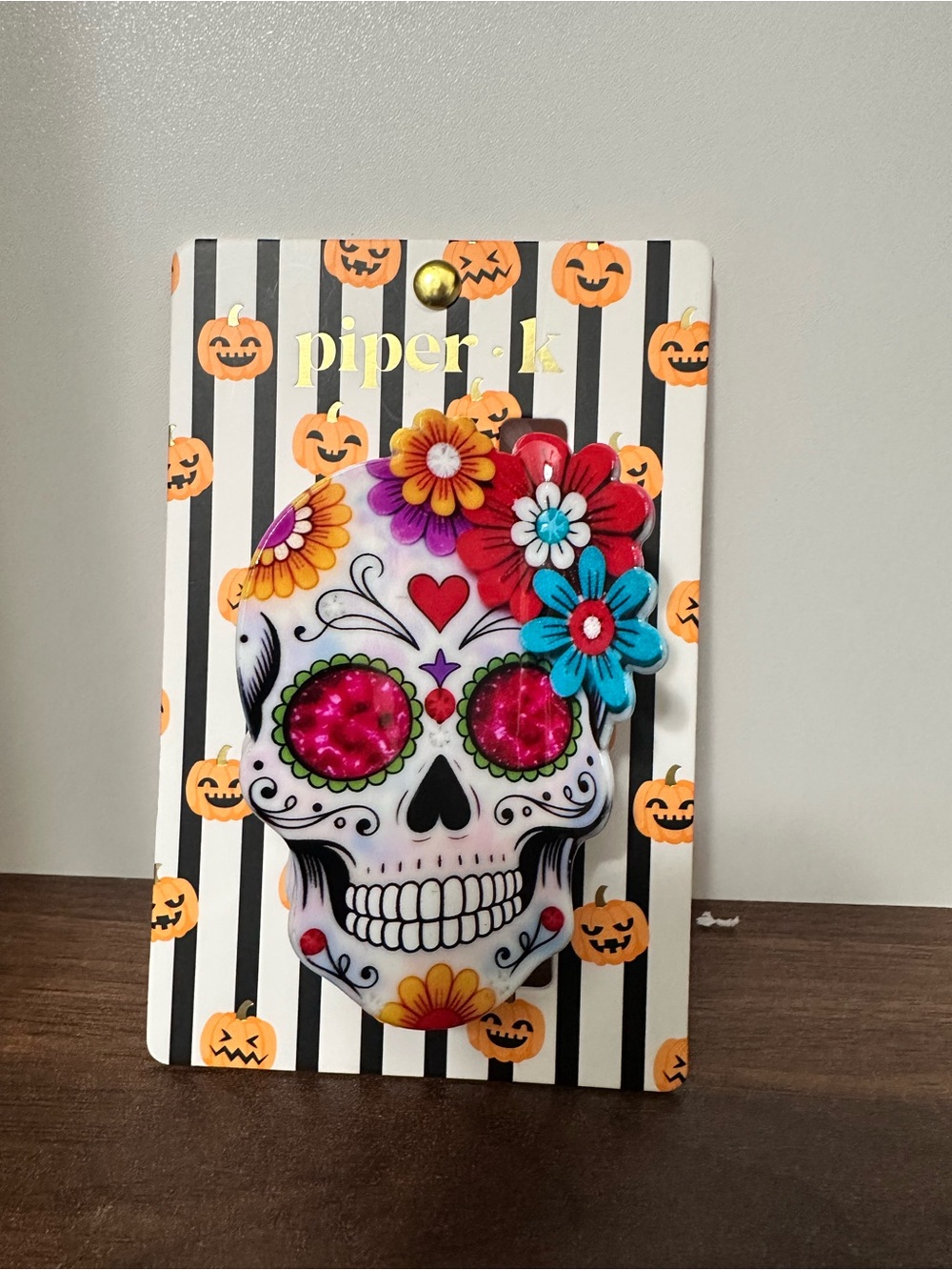 piper•k Multicolor Sugar Skull Hair Clip - Floral Day of the Dead Accent